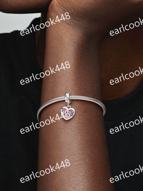 Mom heart sterling silver charm with pink lab-created opal  Pandora Mum Sterling Silver Dangle – Pink CZ & Shaded Enamel